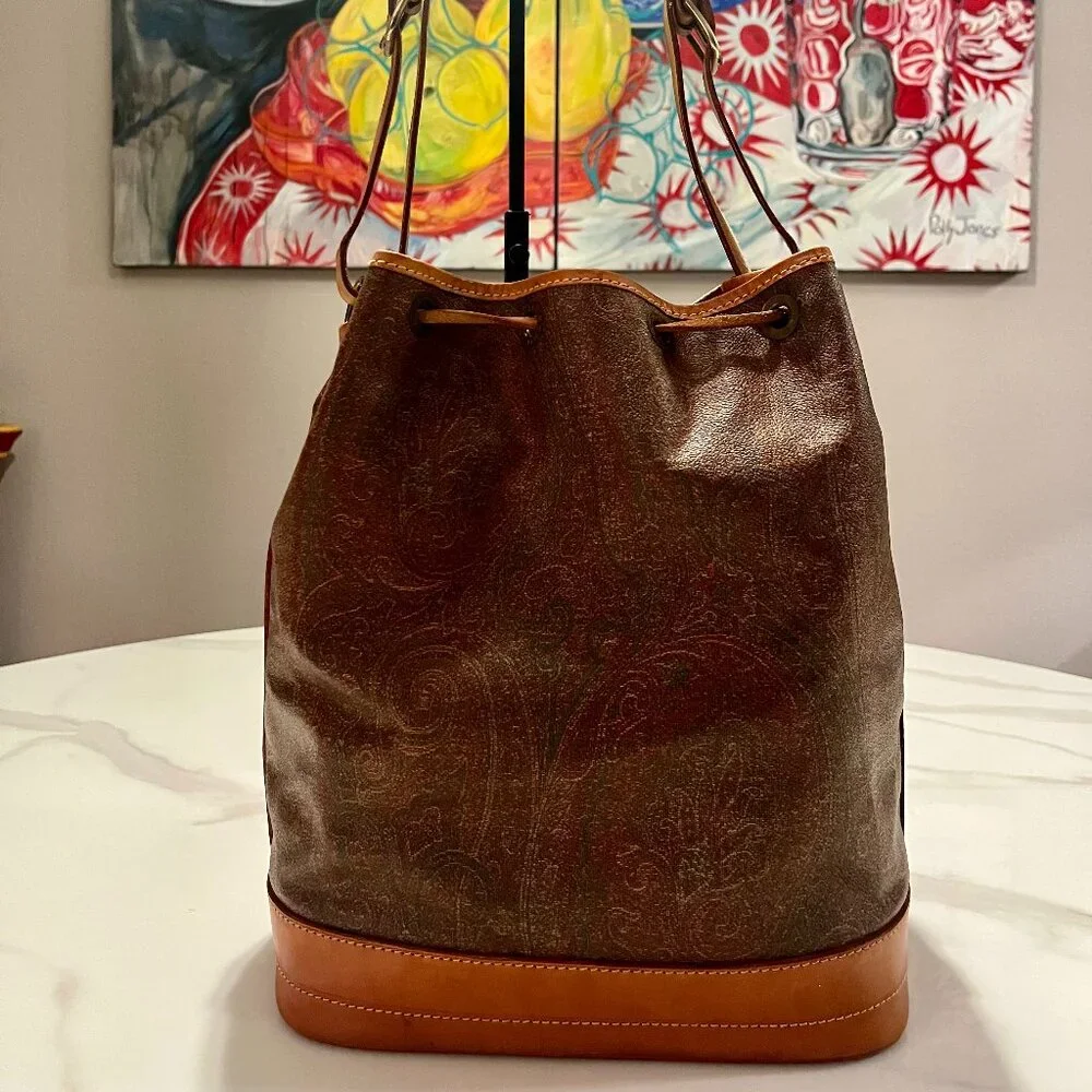 Etro Paisley Drawstring Bucket Bag + Key Case - Picture 3 of 15